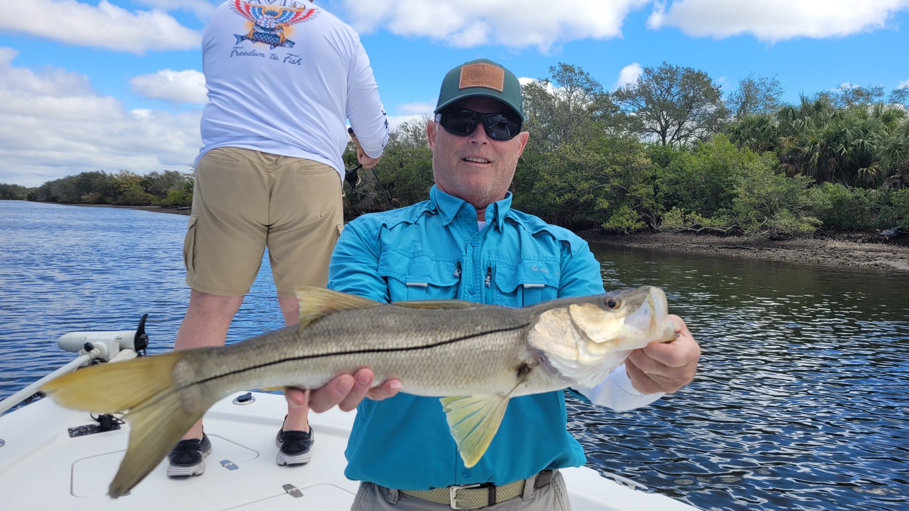Chumming Snook with white bait